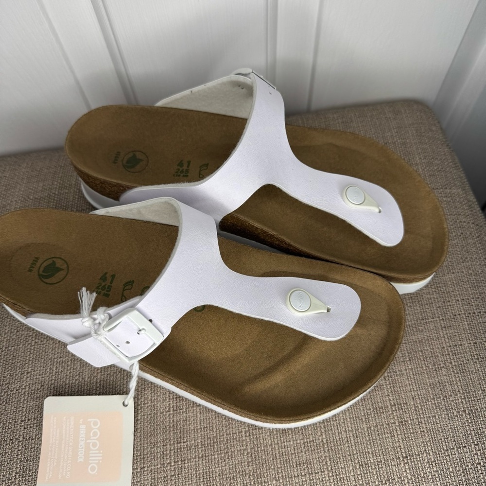 Papillio White Cork Footbed Thong Sandals with Buckle - Picture 7 of 10